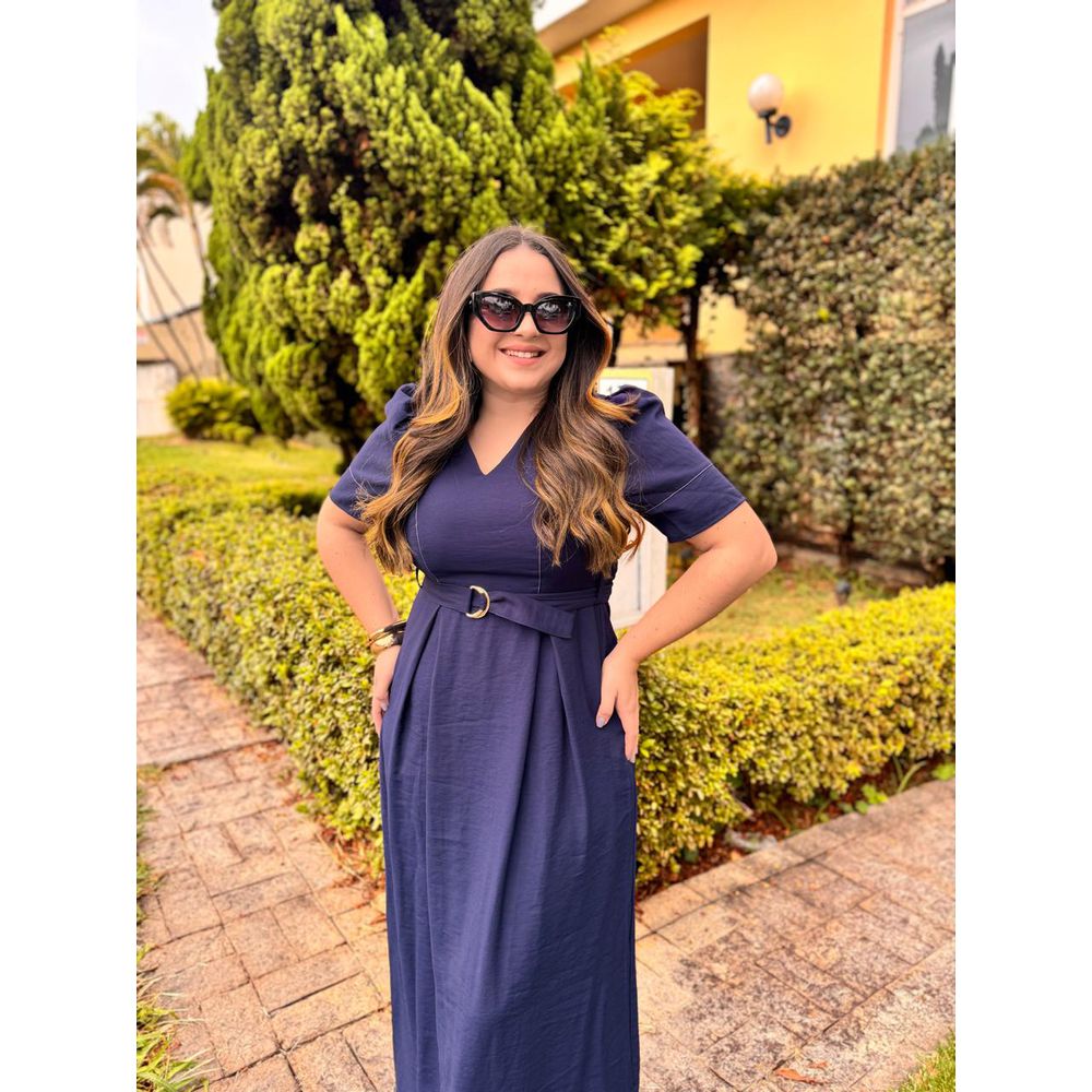 Vestido Serena Azul Marinho - Ihuly kaufmann