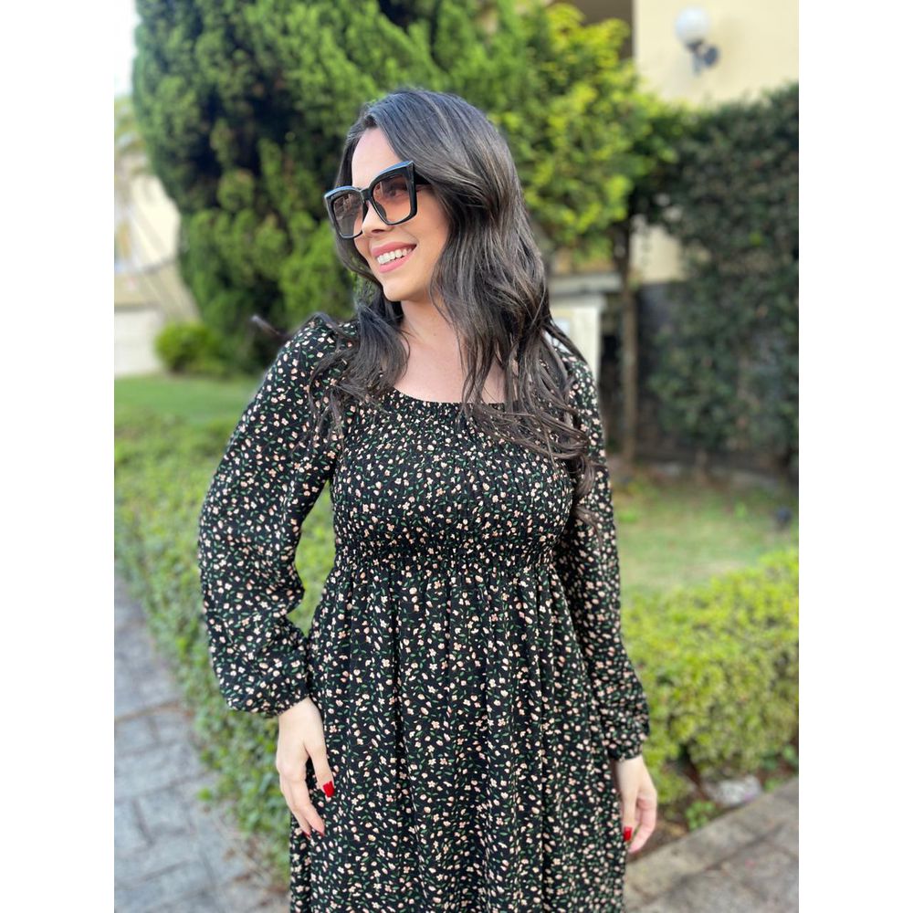 Vestido Rafaela Preto Liberty - Ihuly kaufmann