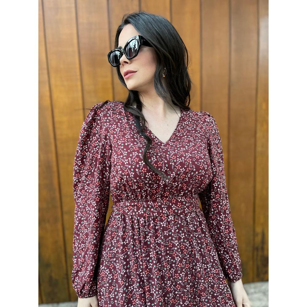 Vestido Iara Vinho Liberty - Ihuly kaufmann