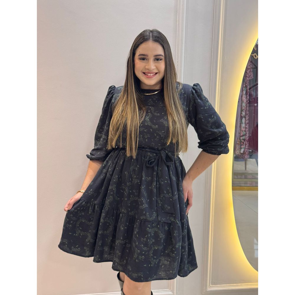 Vestido Bia Preto Estampado - Ihuly kaufmann