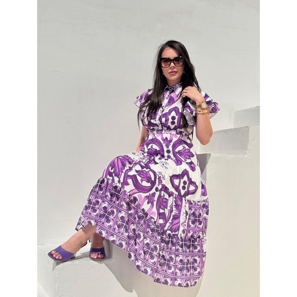 Vestido Catarina Estampado Roxo - Ihuly kaufmann