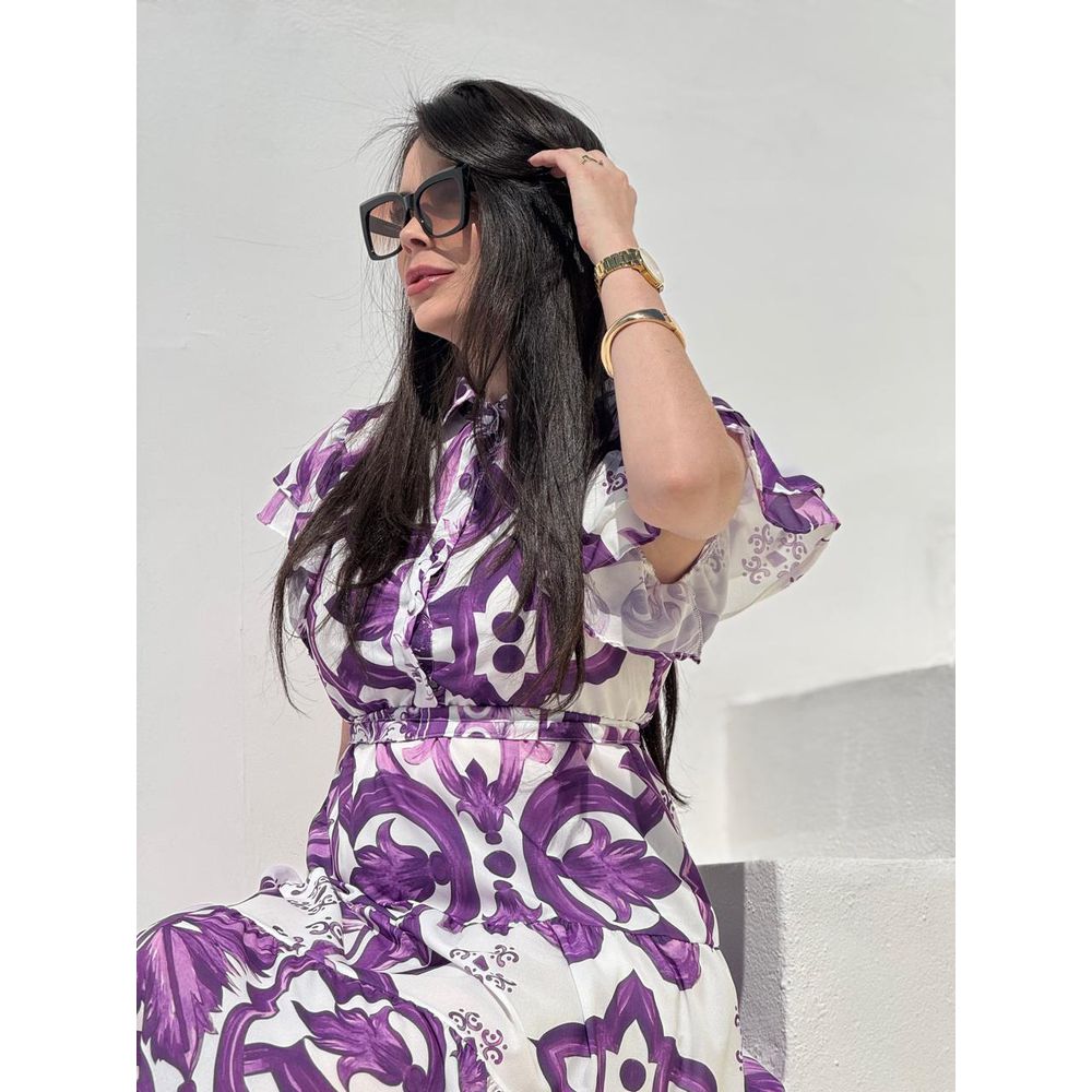 Vestido Catarina Estampado Roxo Plus - Ihuly kaufmann