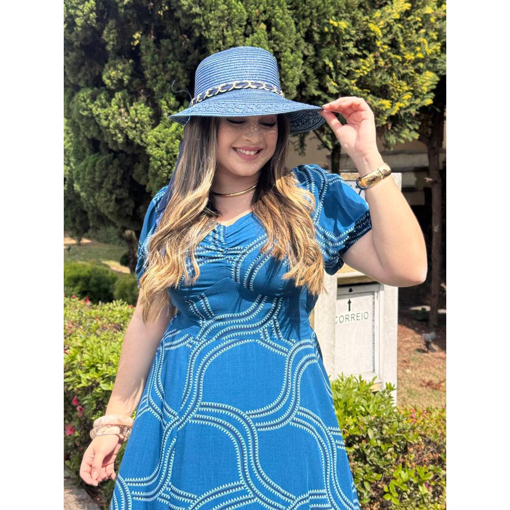 Vestido Nataly Azul Estampado - Ihuly kaufmann