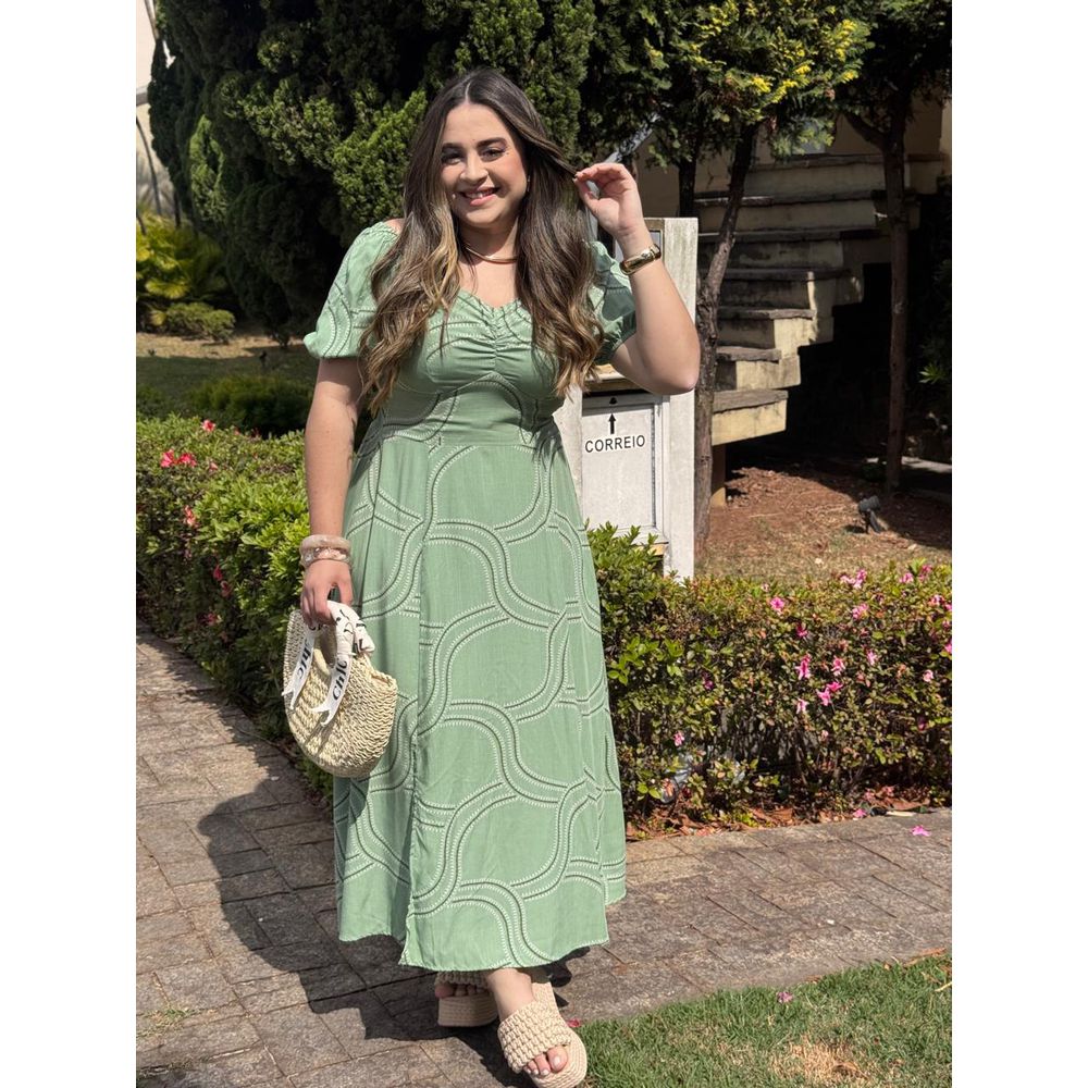 Vestido Nataly Verde Estampado - Ihuly kaufmann
