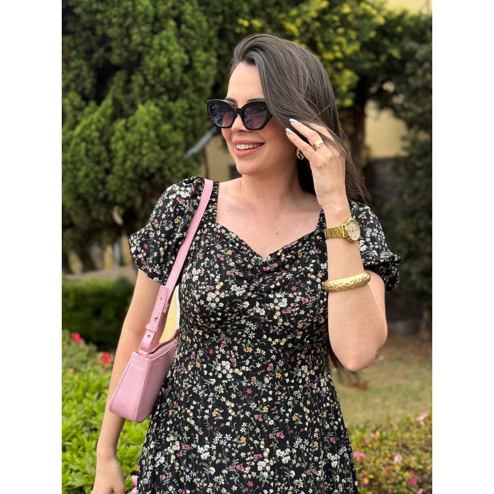 Vestido Nataly Preto Liberty - Ihuly kaufmann