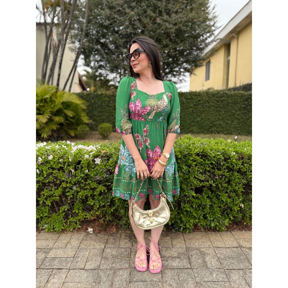 Vestido Clarice Verde Mix de Estampas - Ihuly kaufmann