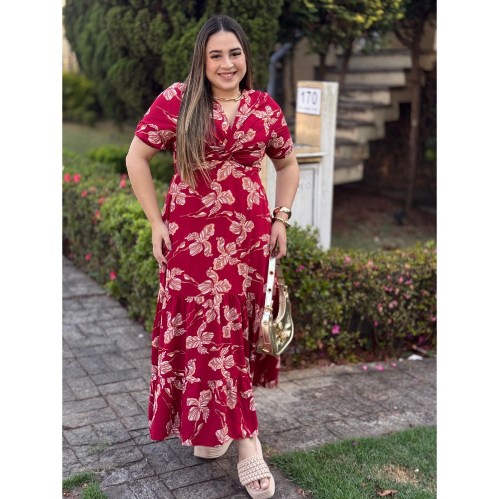 Vestido Brenda Vermelho Floral - Ihuly kaufmann