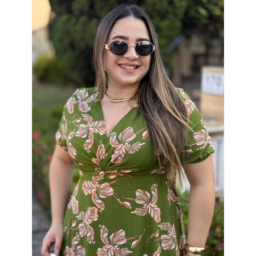 Vestido Brenda Verde Floral - Ihuly kaufmann