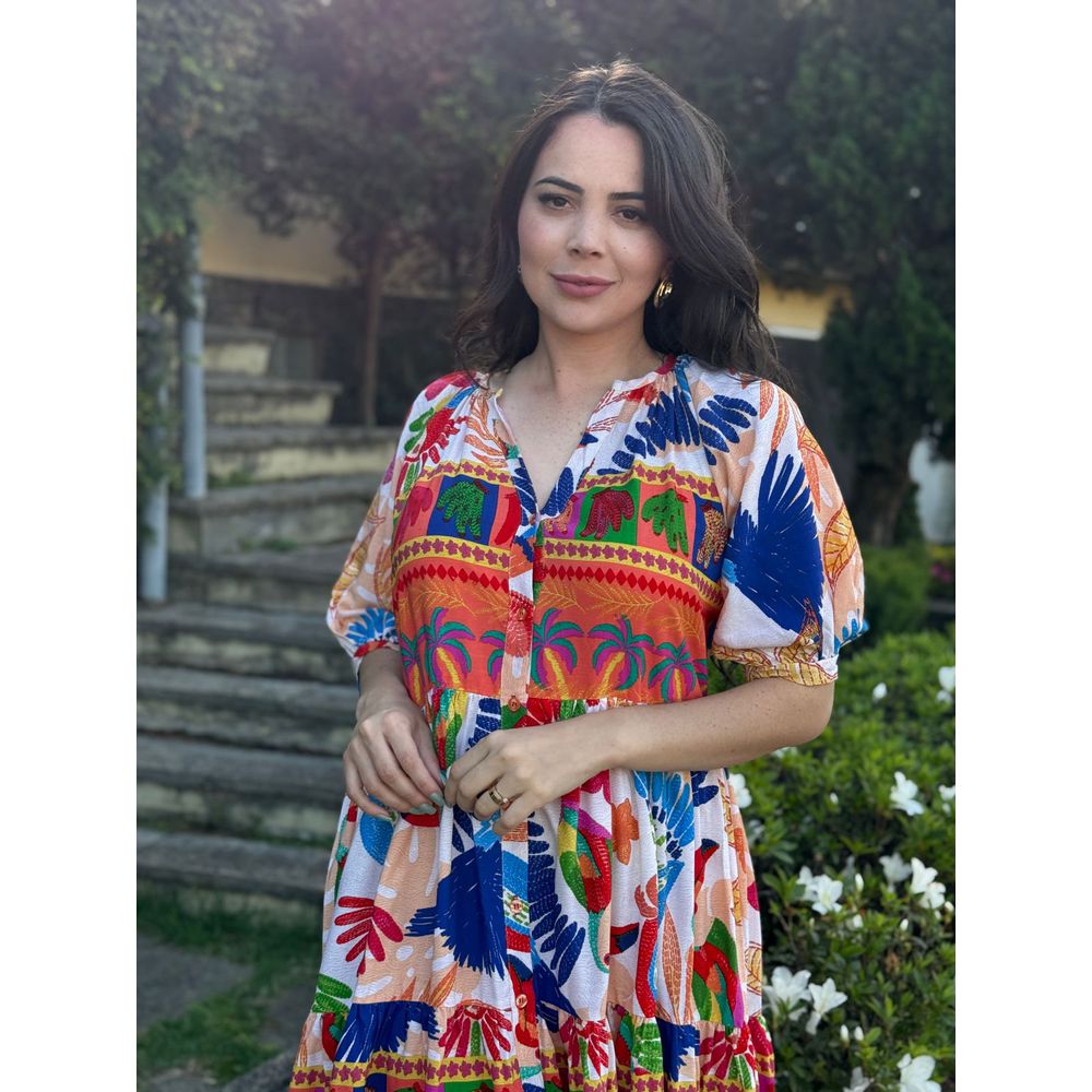 Chemise Renata Bege Mix de Estampas - Ihuly kaufmann