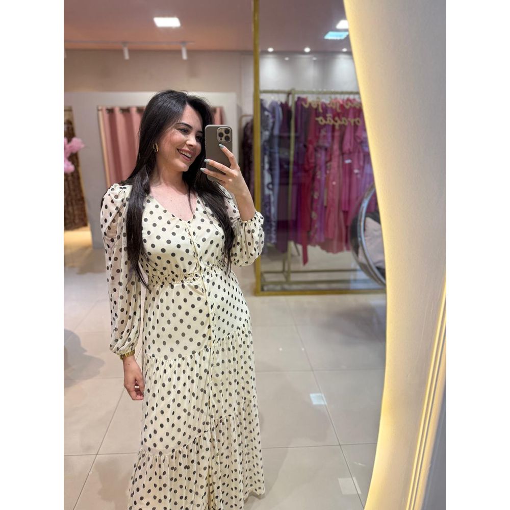 Chemise Eva Off White Poá - Ihuly kaufmann
