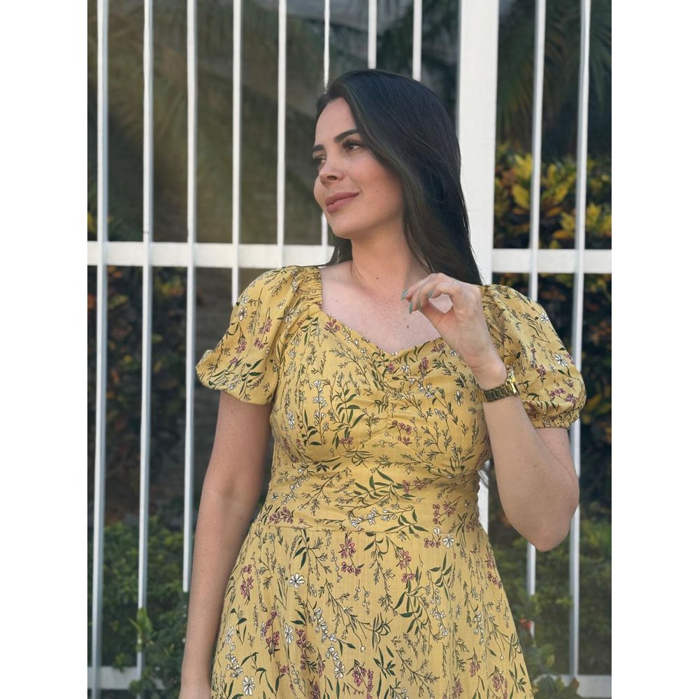 Vestido Nataly Amarelo Liberty Plus - Ihuly kaufmann