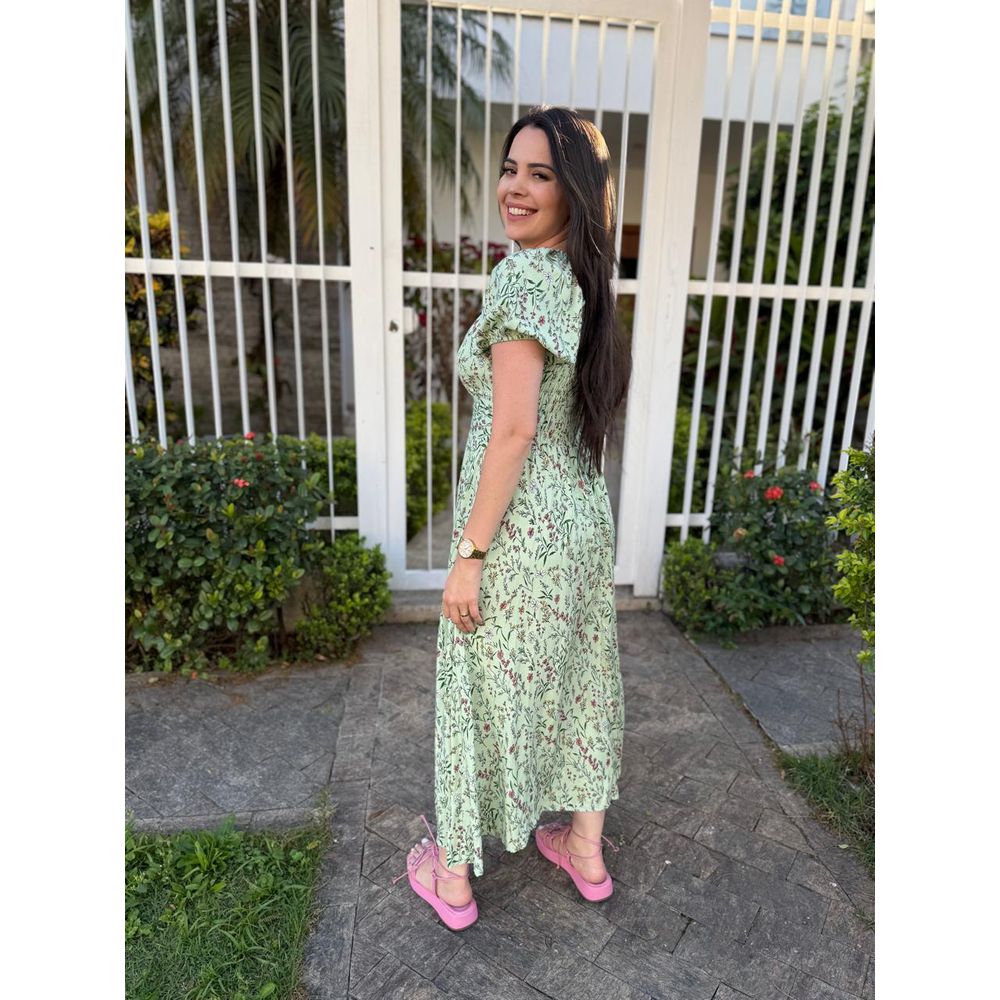 Vestido Nataly Verde Liberty - Ihuly kaufmann