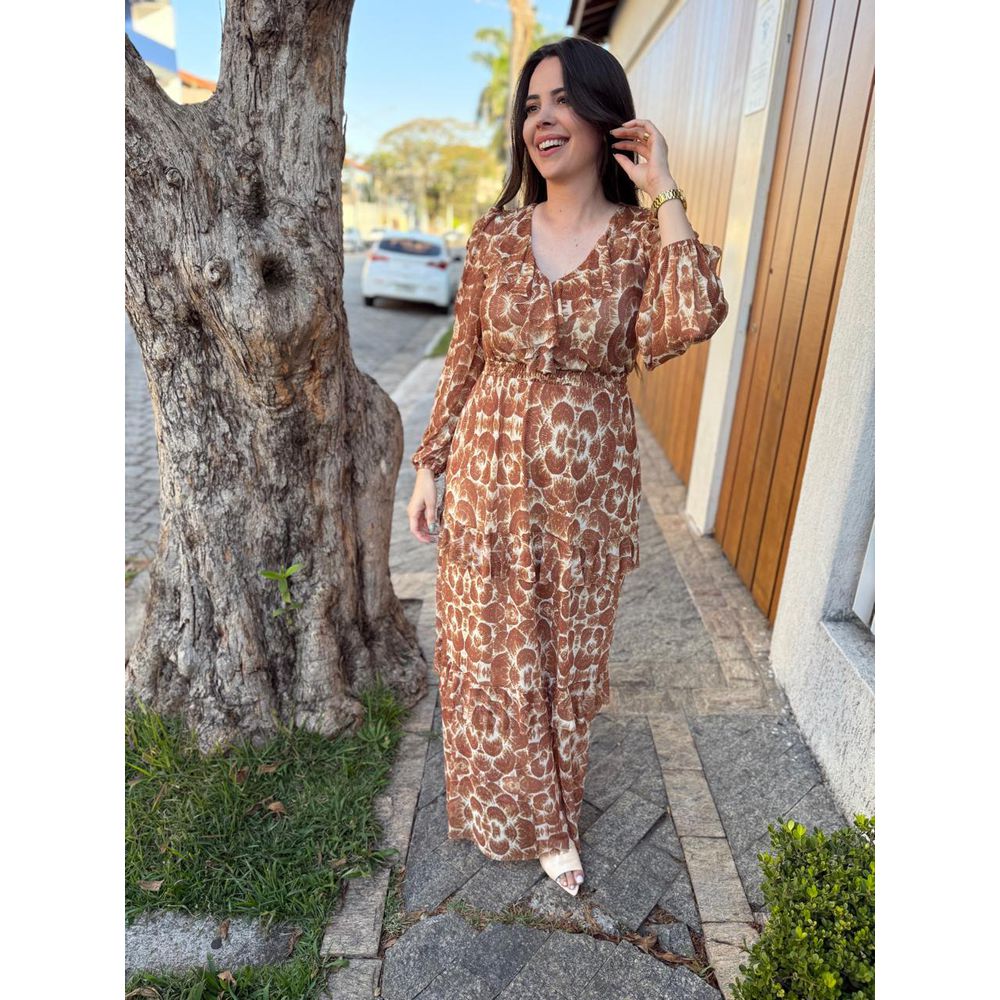 Vestido Emili Terracota Estampado - Ihuly kaufmann