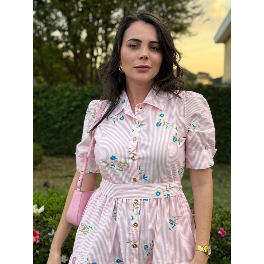 Chemise Laís Rosa Listrado - Ihuly kaufmann