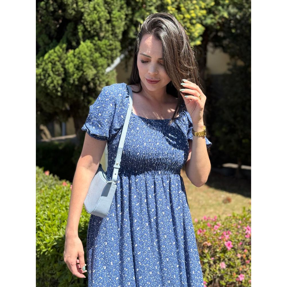 Vestido Alicia Azul Marinho Liberty - Ihuly kaufmann