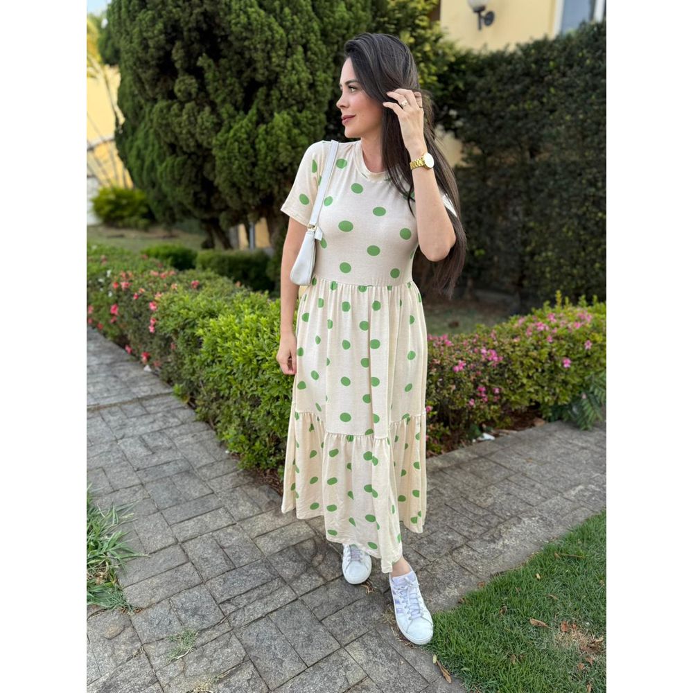 Vestido Cecilia Poá Verde - Ihuly kaufmann