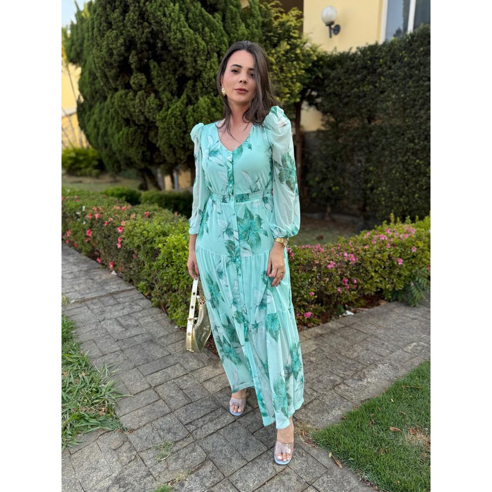 Chemise Eva Verde Agua Estampado - Ihuly kaufmann