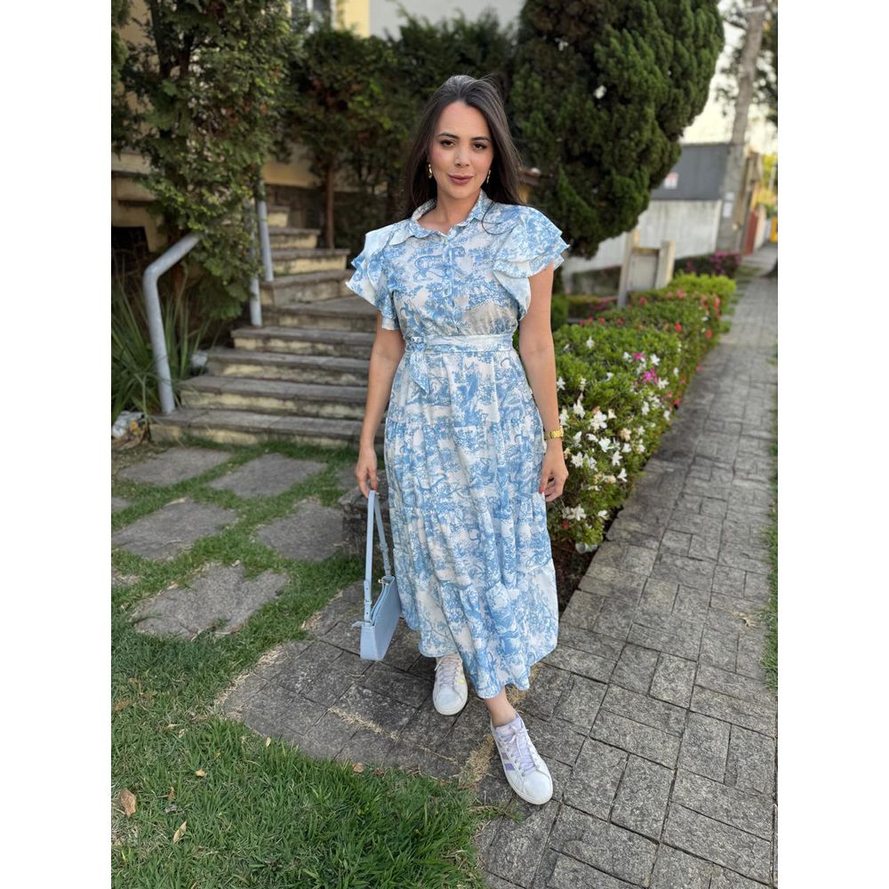  Vestido Catarina Azul Estampa Safari Plus - Ihuly kaufmann