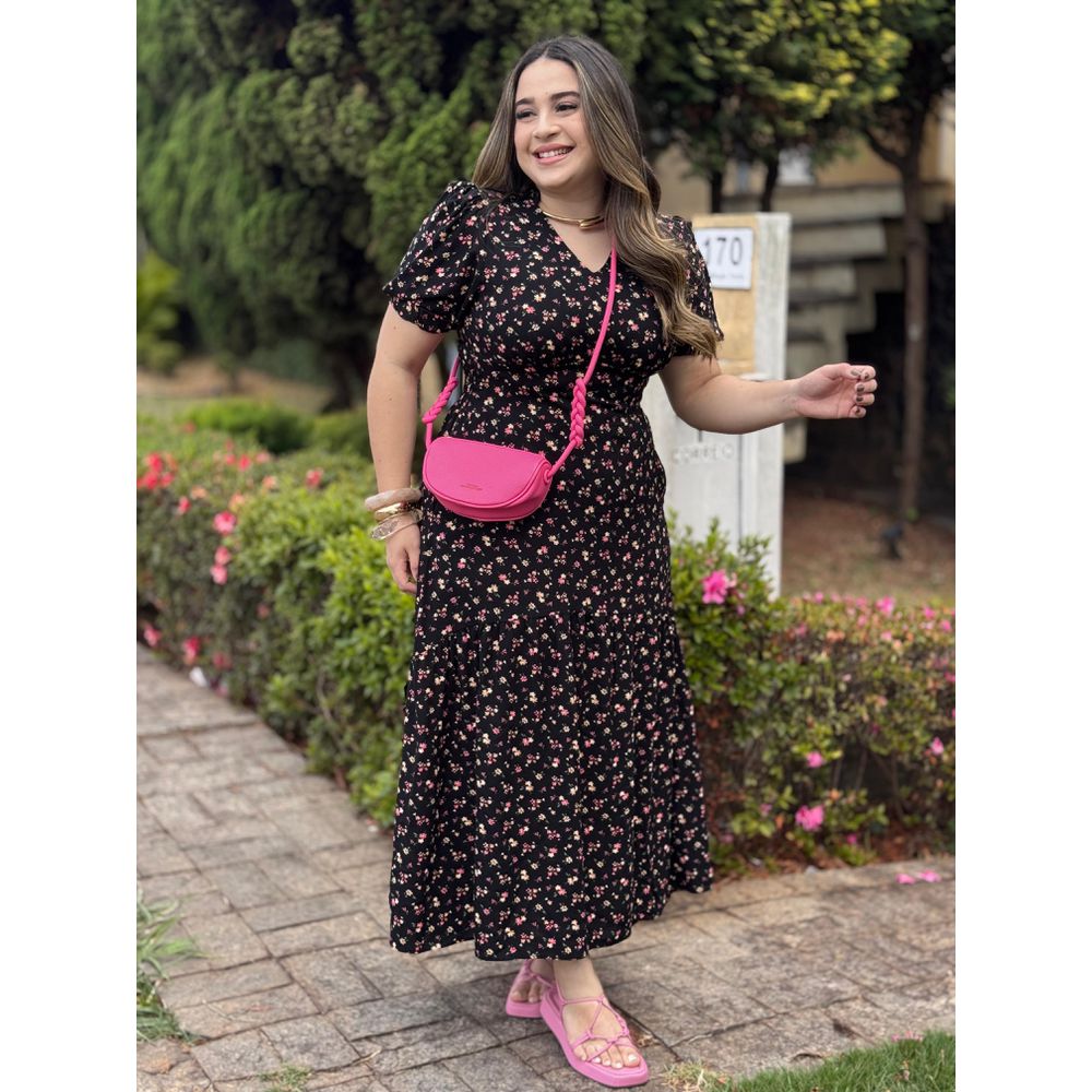 Vestido Lara preto Liberty - Ihuly kaufmann