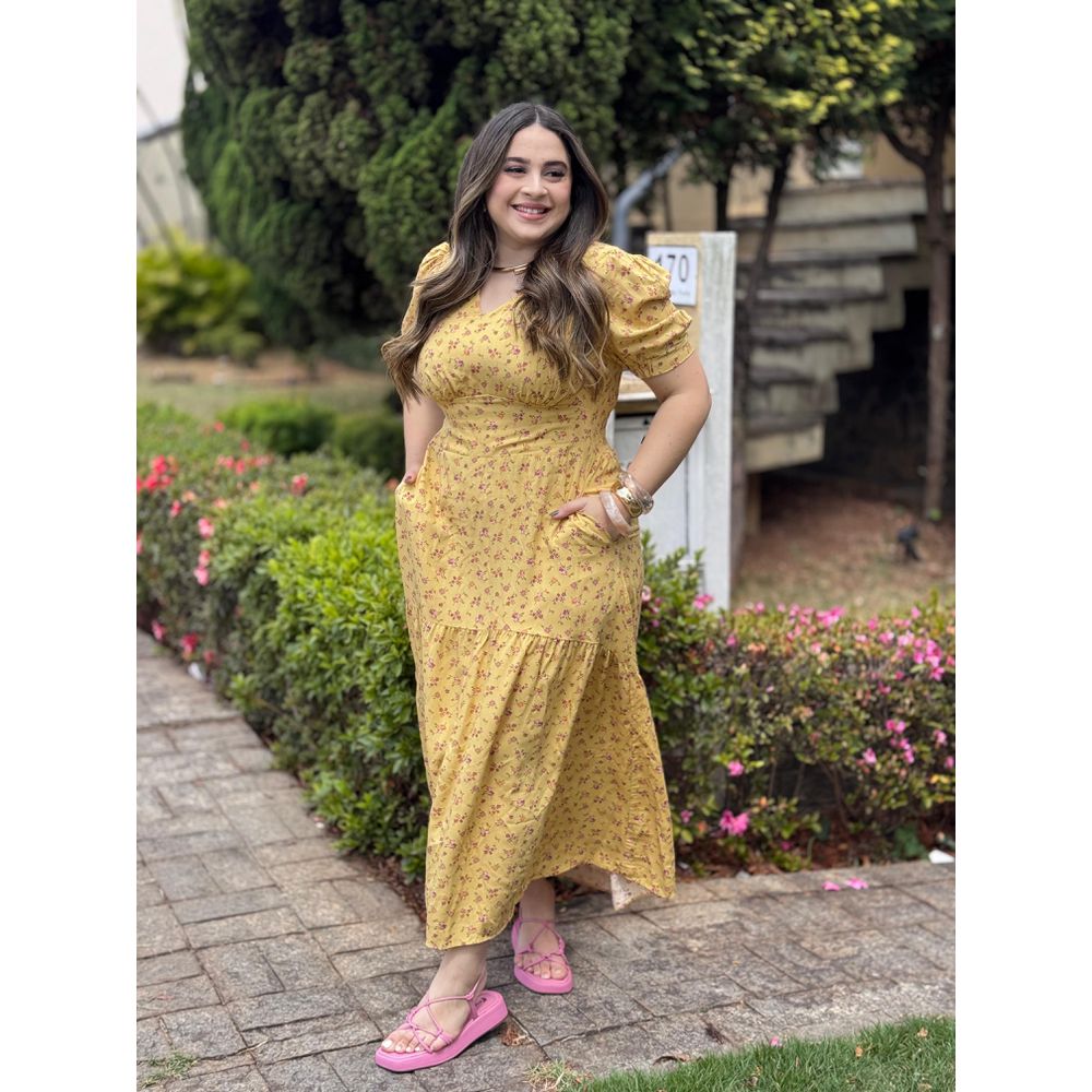 Vestido Lara Amarelo Liberty - Ihuly kaufmann