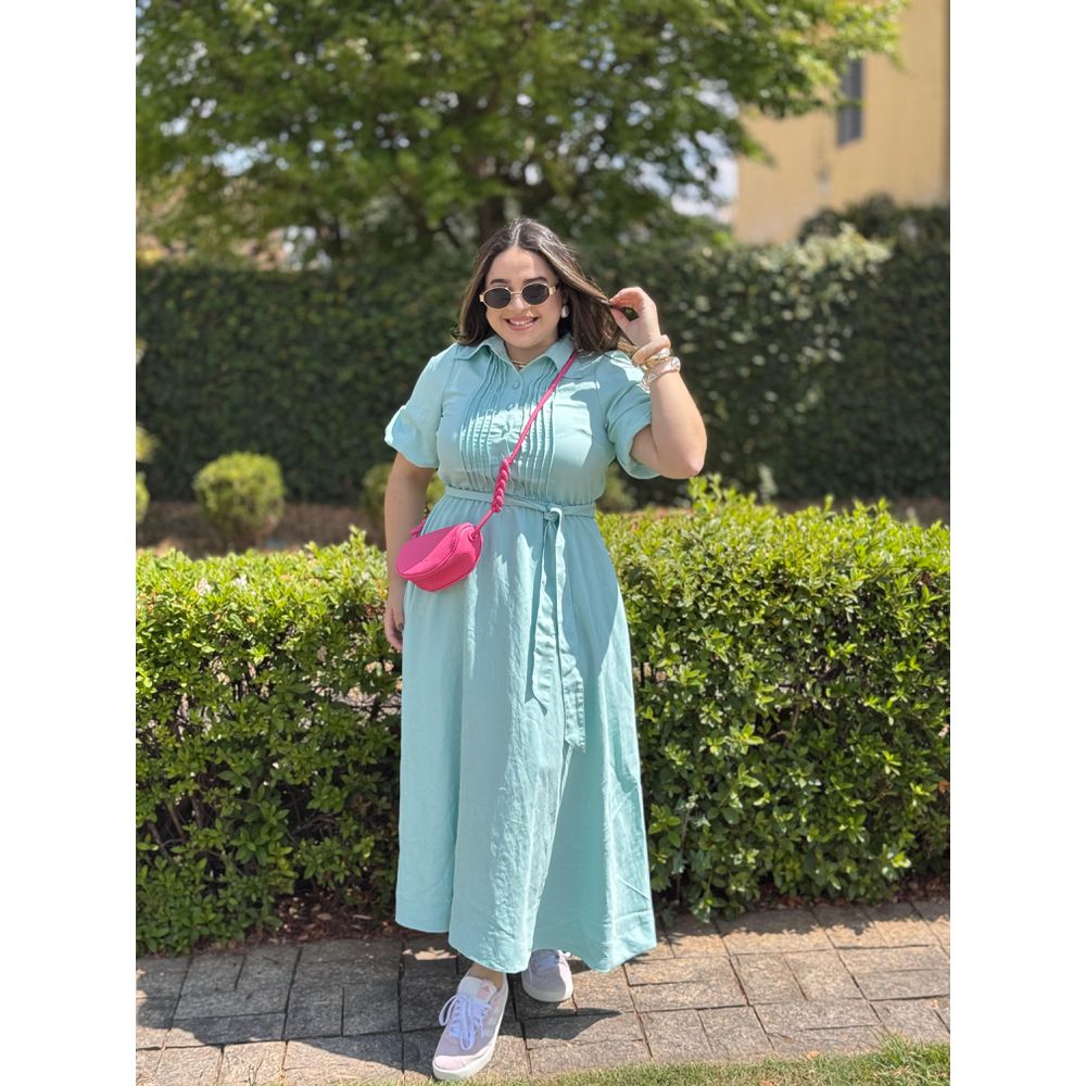 Vestido Beatriz Verde Agua Plus - Ihuly kaufmann