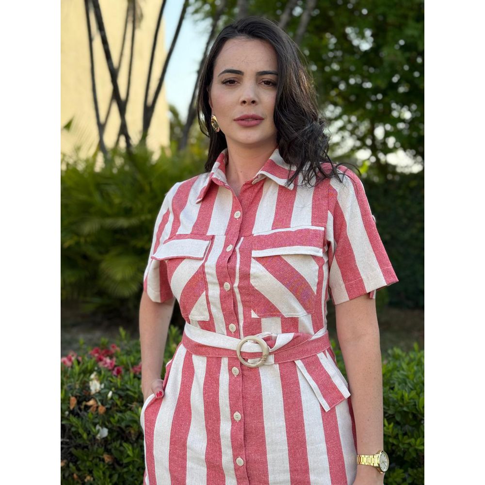 Chemise Alessandra Goiaba Listrado - Ihuly kaufmann