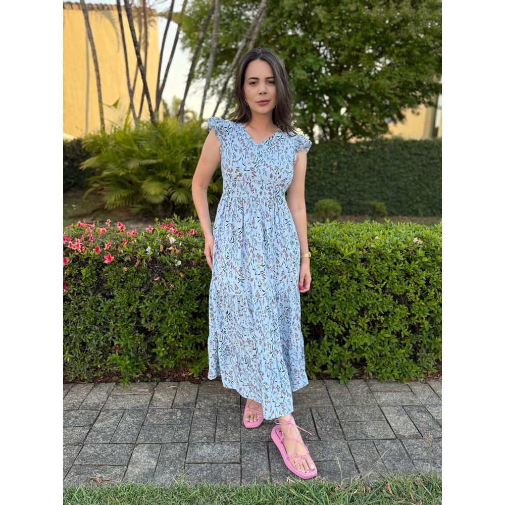Vestido Carla Azul Liberty - Ihuly kaufmann
