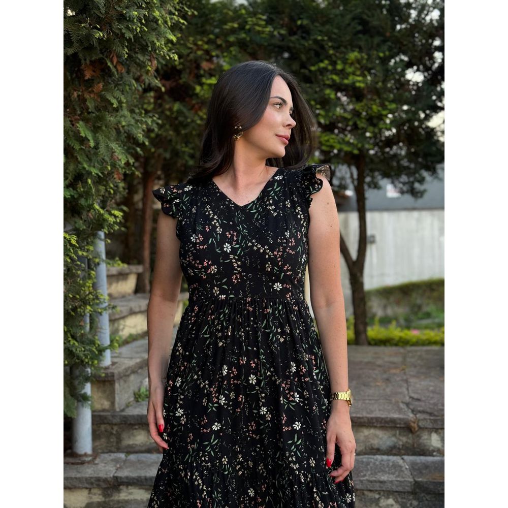 Vestido Carla Preto Liberty - Ihuly kaufmann