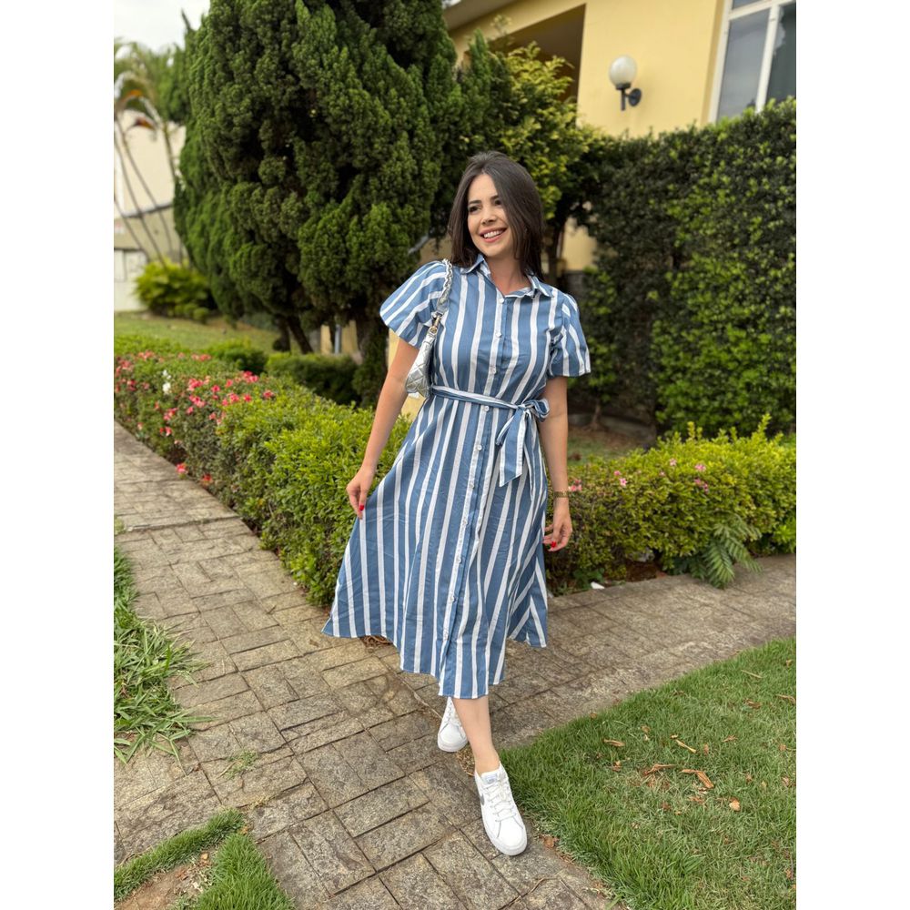 Chemise Virginia Azul Listrado - Ihuly kaufmann