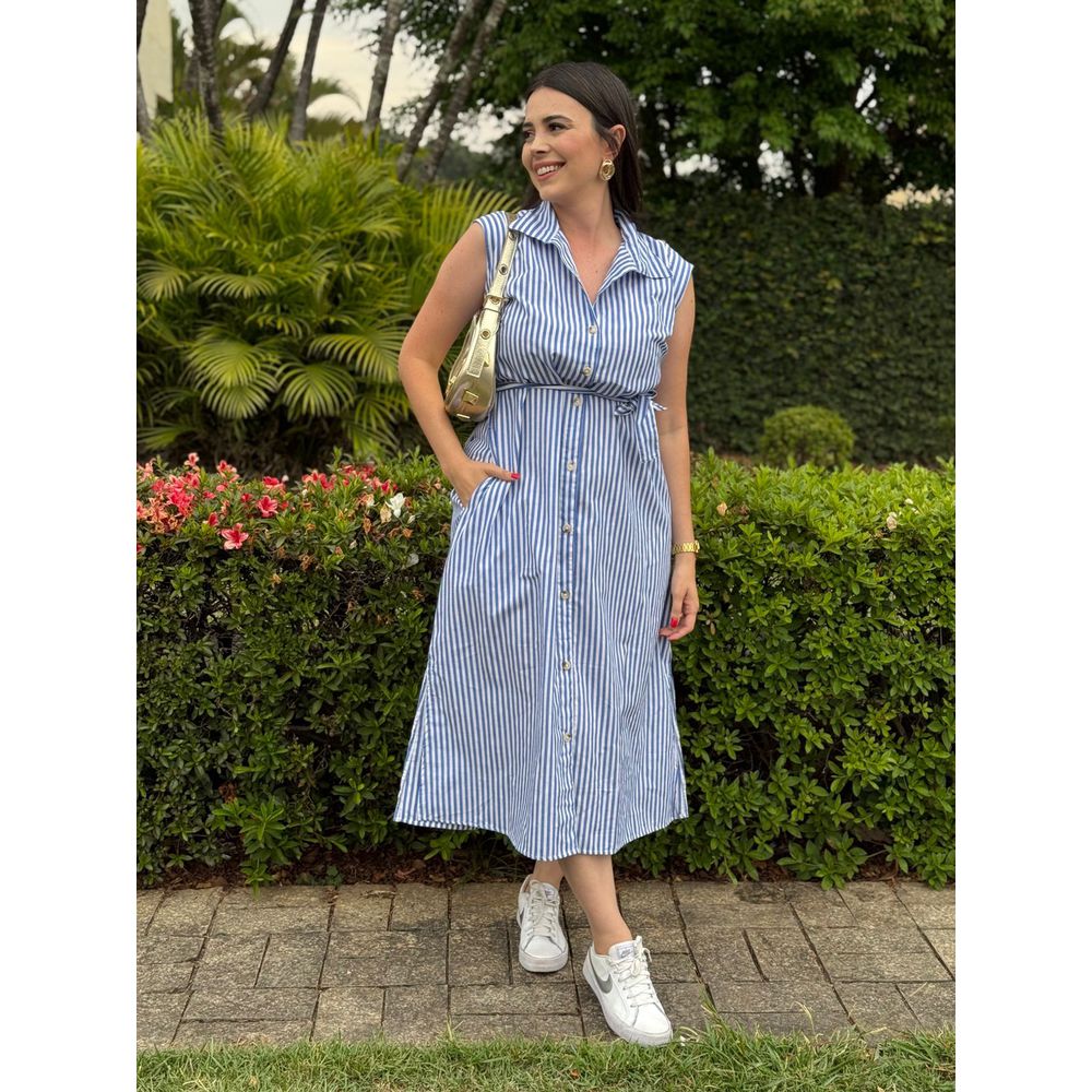 Chemise Lavinia Azul Listrado - Ihuly kaufmann