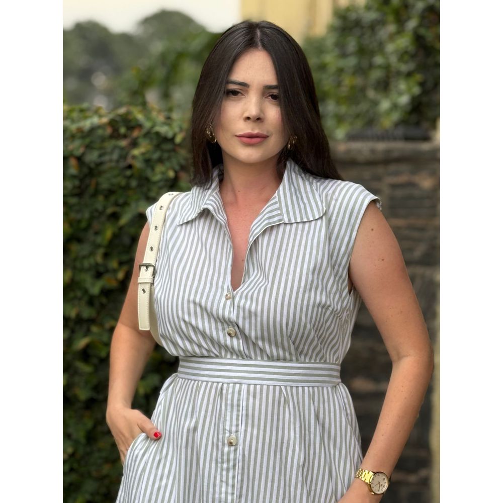  Chemise Lavinia Verde Listrado I - Ihuly kaufmann