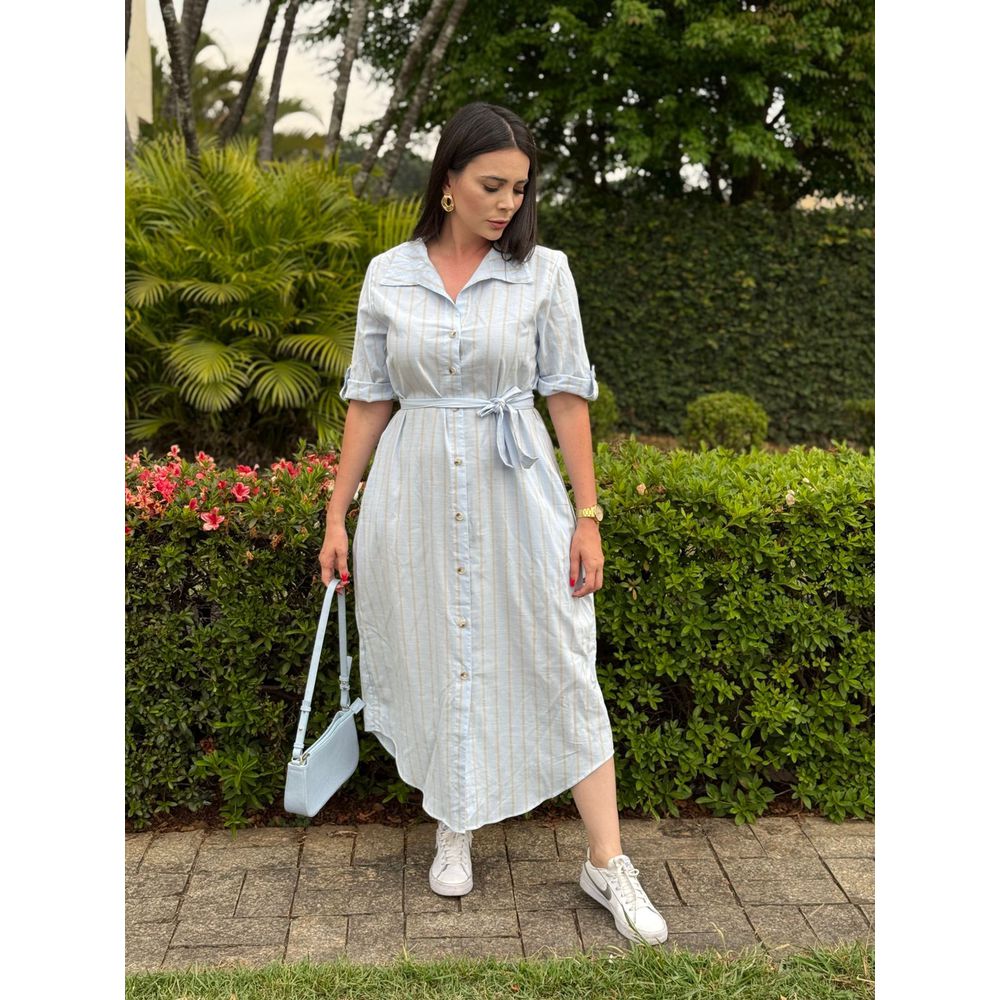 Chemise Leticia Azul Claro Listrado - Ihuly kaufmann