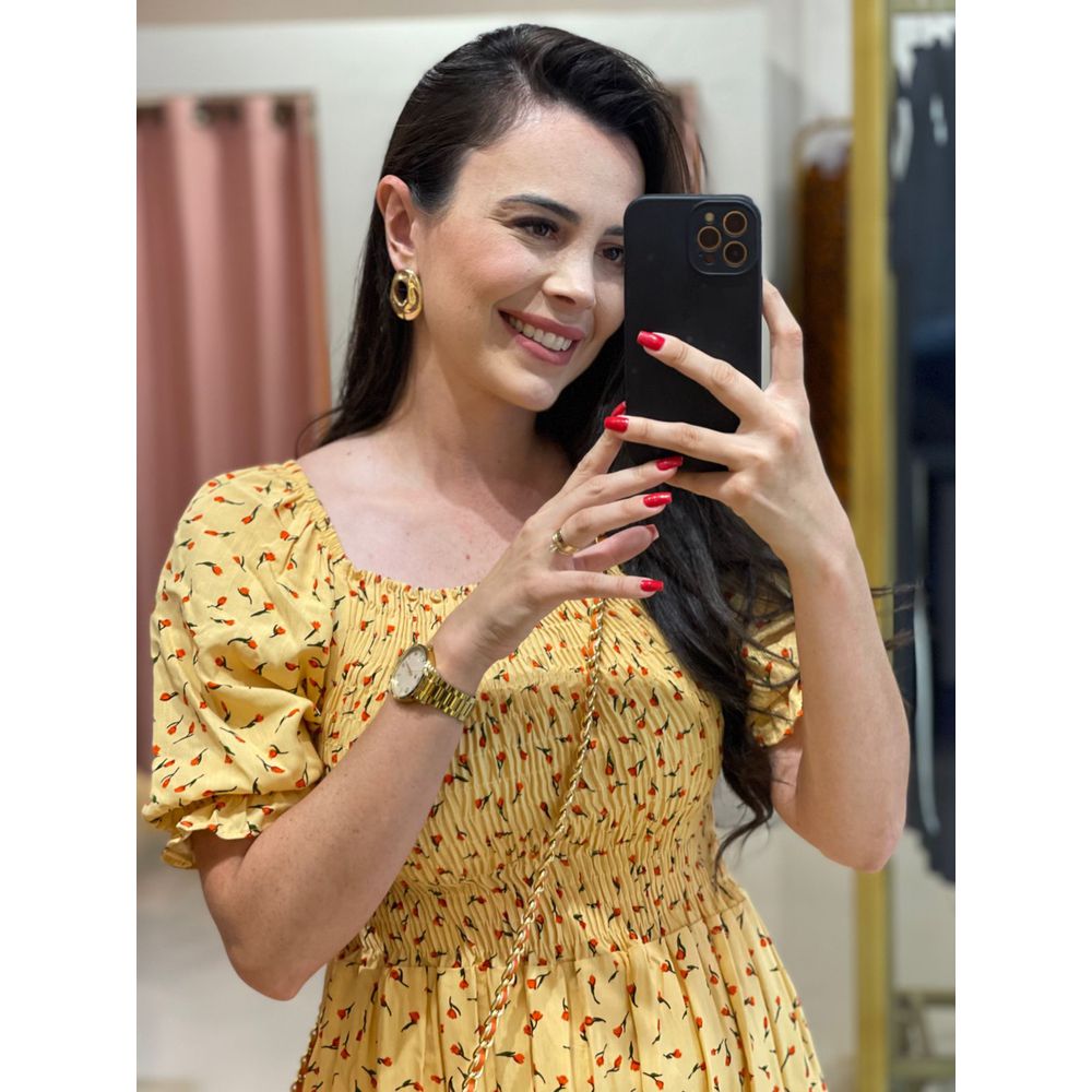Vestido Daiane Amarelo Liberty - Ihuly kaufmann