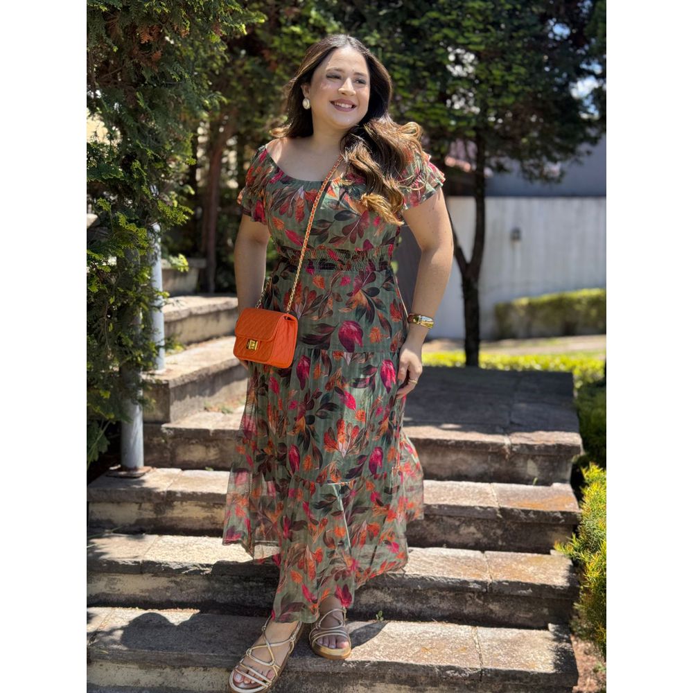 Vestido Luana Verde Estampado - Ihuly kaufmann