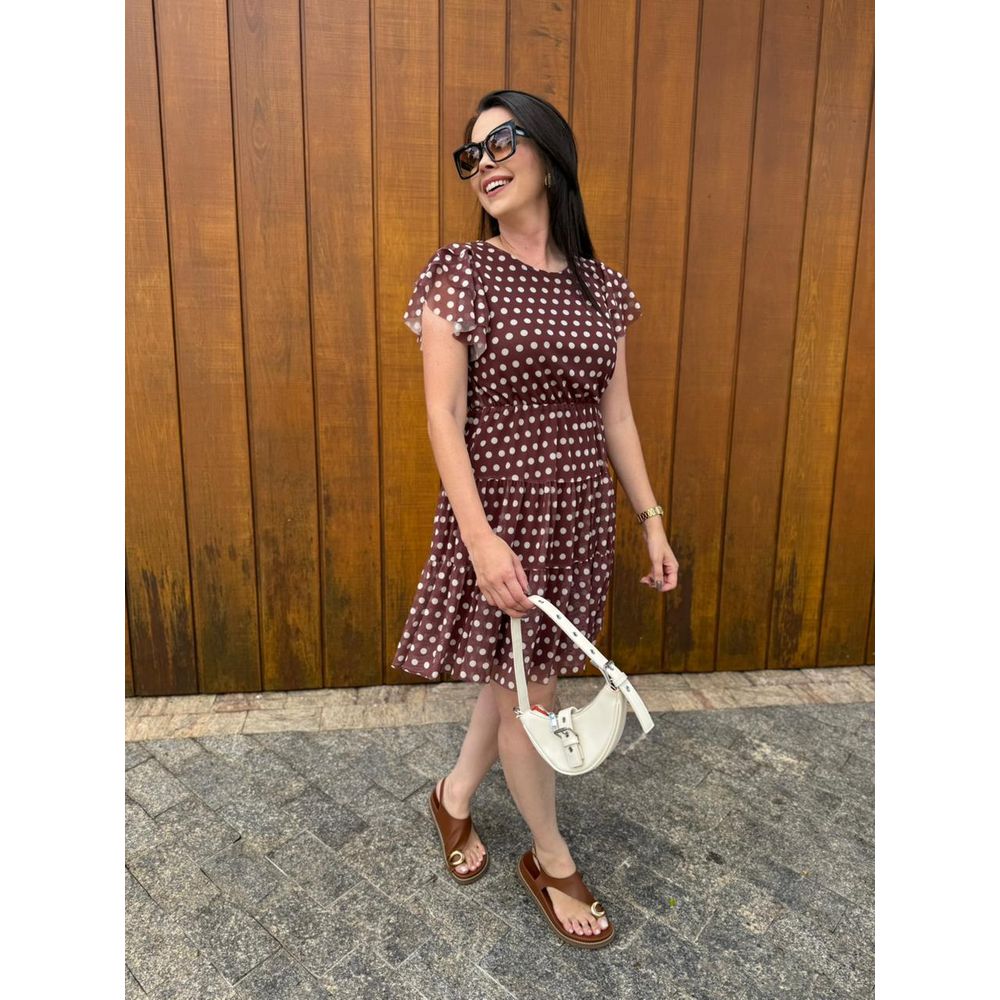 Vestido Maisa Marrom Poá - Ihuly kaufmann