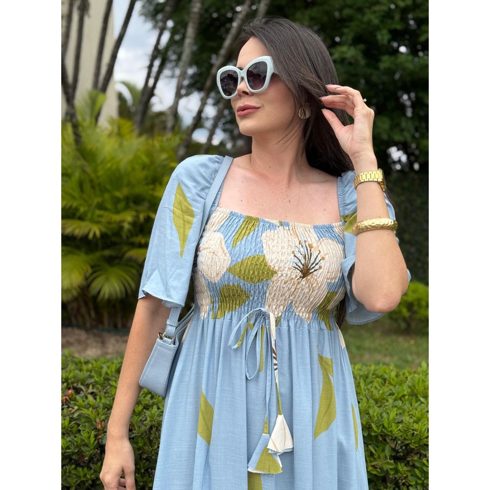 Vestido Rute Azul Estampado - Ihuly kaufmann
