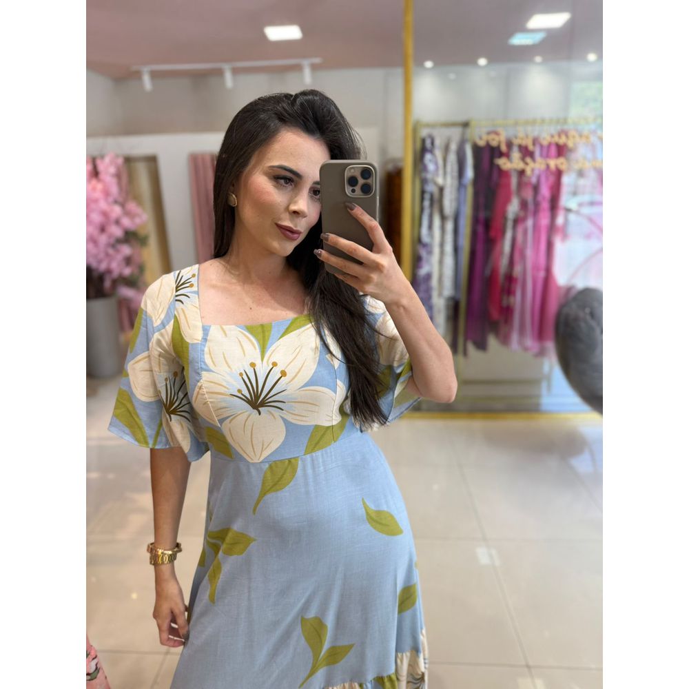 Vestido Gabriela Azul Estampado - Ihuly kaufmann