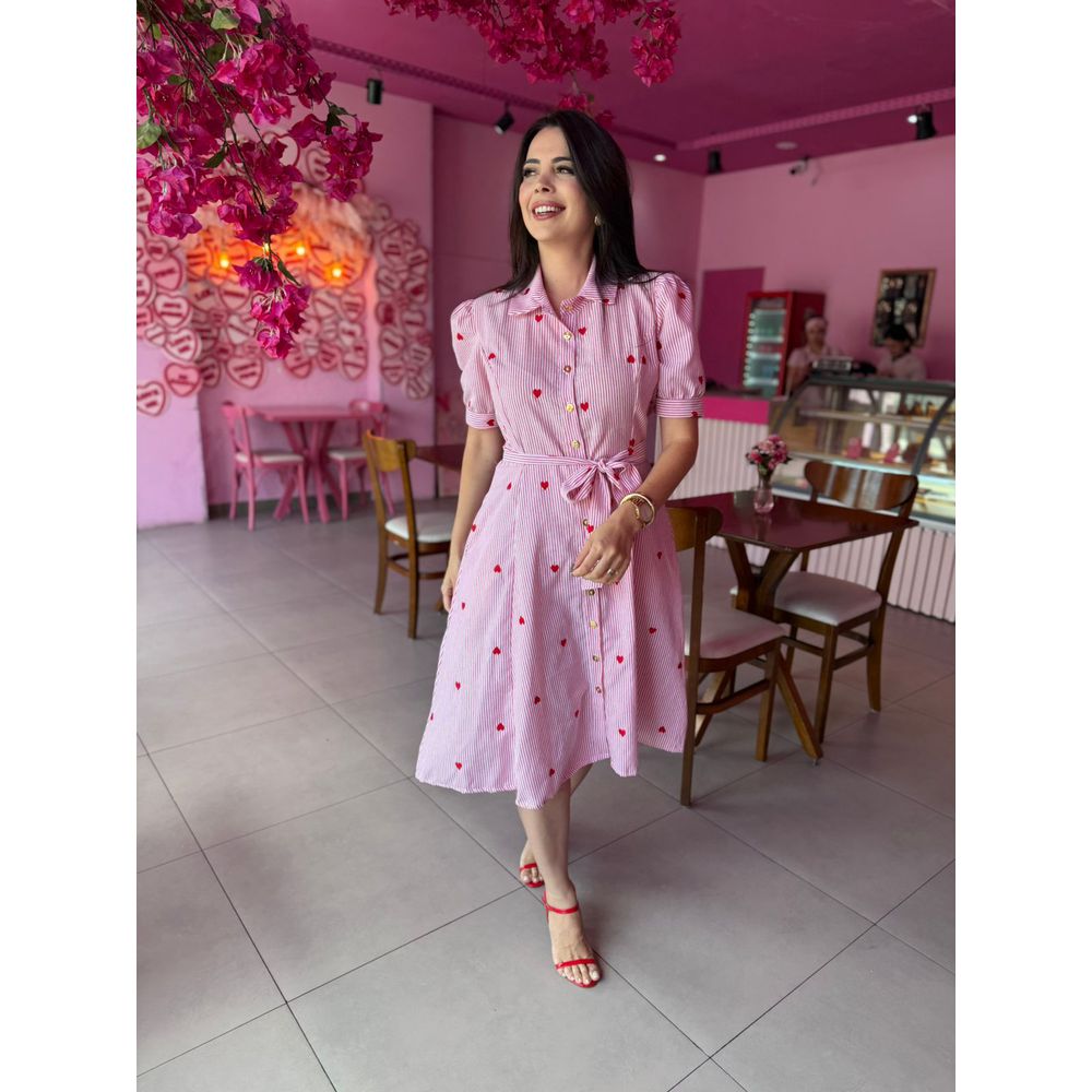 Chemise Laura Vermelho Coração - Ihuly kaufmann