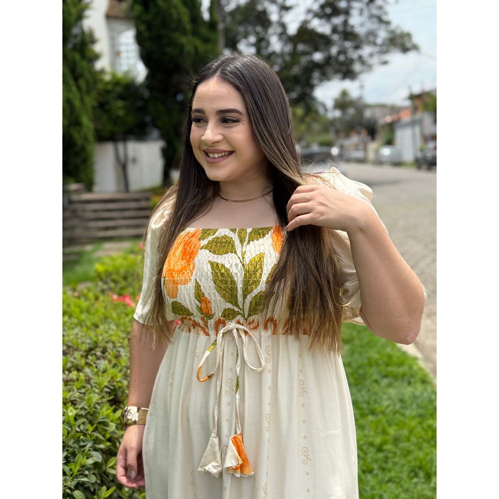 Vestido Rute Off White Estampado - Ihuly kaufmann