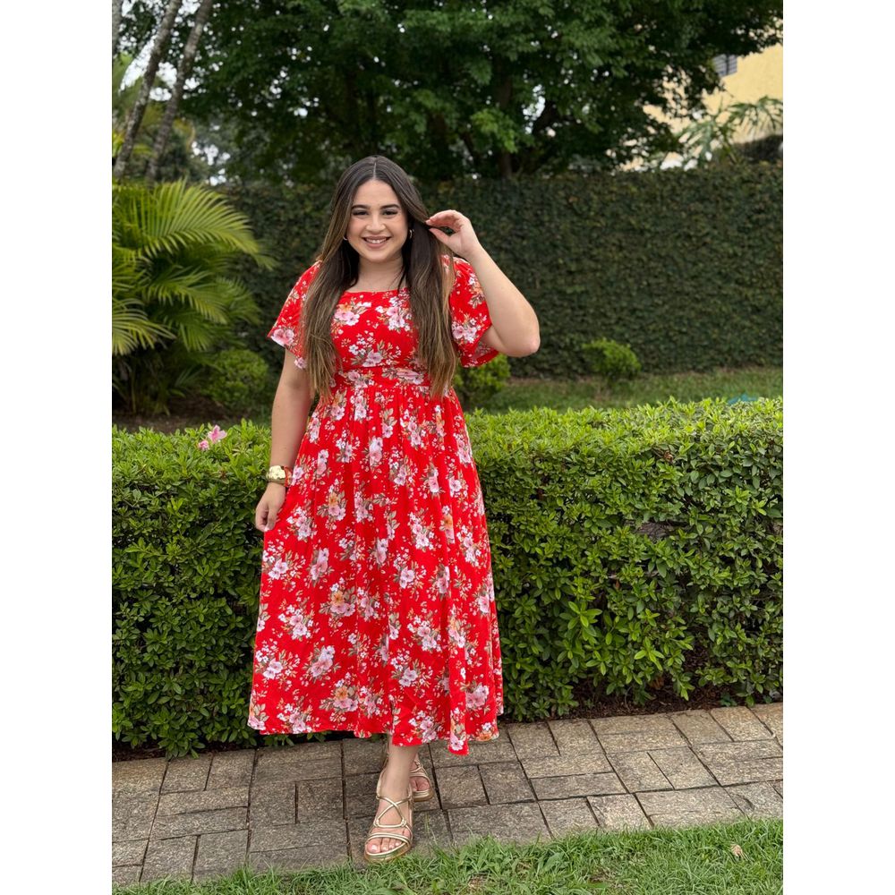 Vestido Cloe Vermelho Floral - Ihuly kaufmann