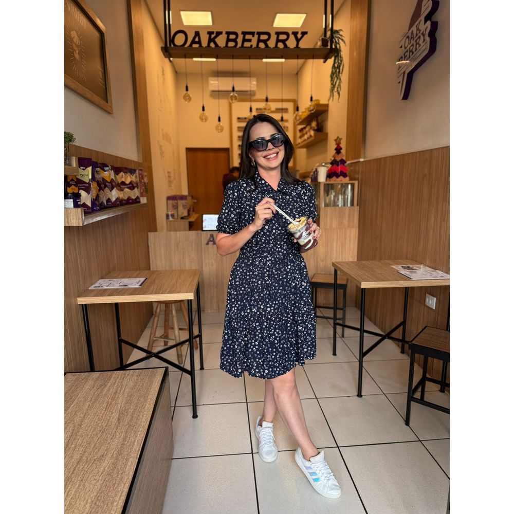 Chemise Claudia Azul Marinho Liberty - Ihuly kaufmann