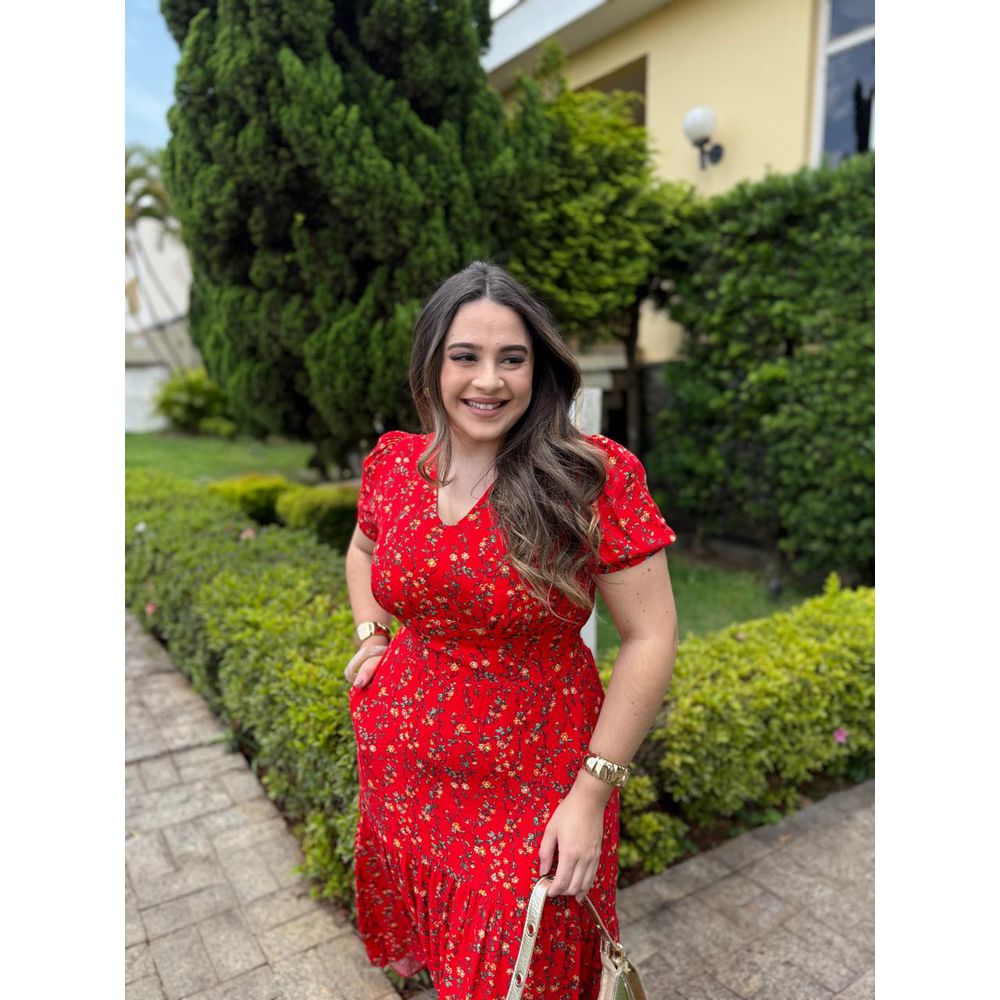 Vestido Rita Vermelho Liberty - Ihuly kaufmann