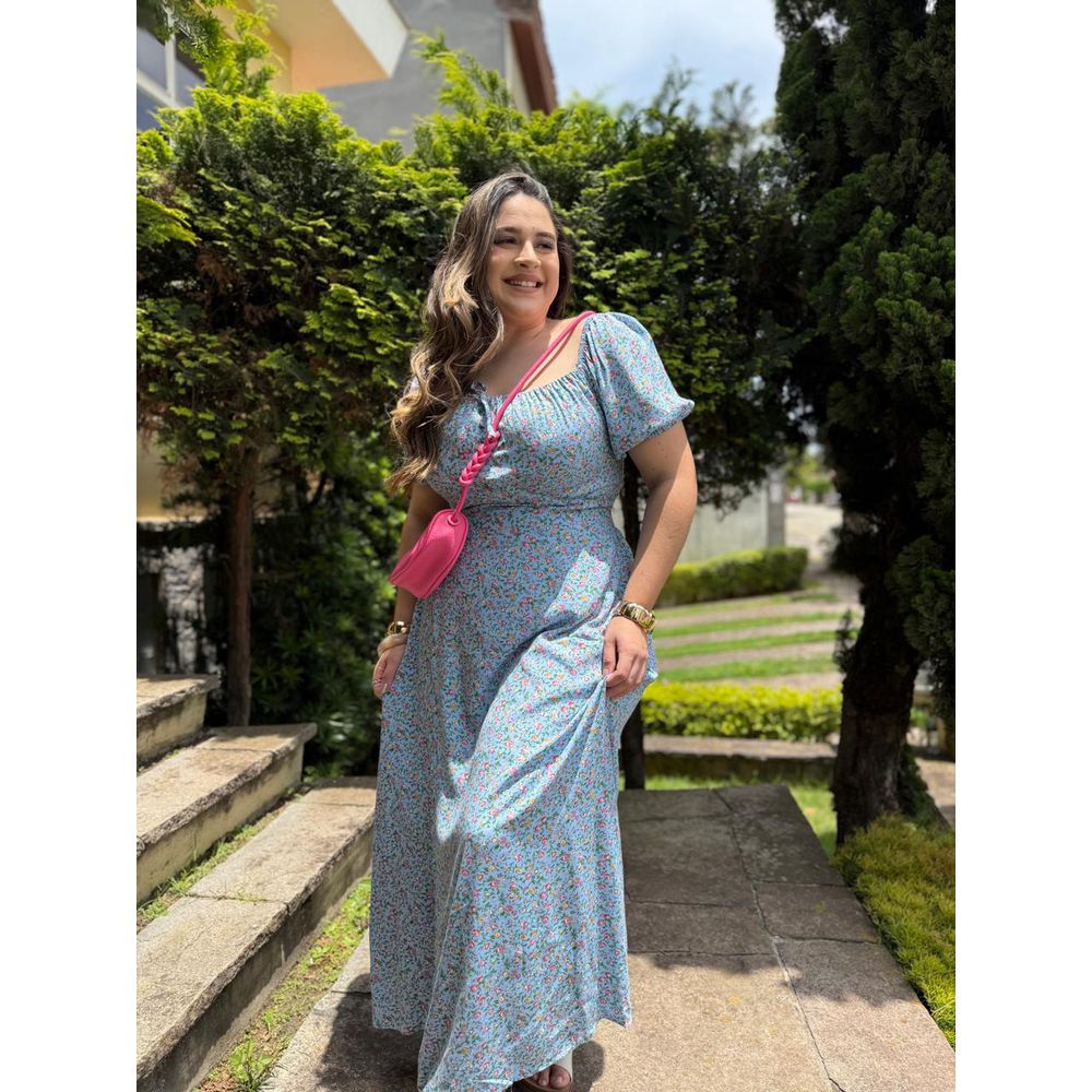 Vestido Eduarda Azul Liberty Plus - Ihuly kaufmann