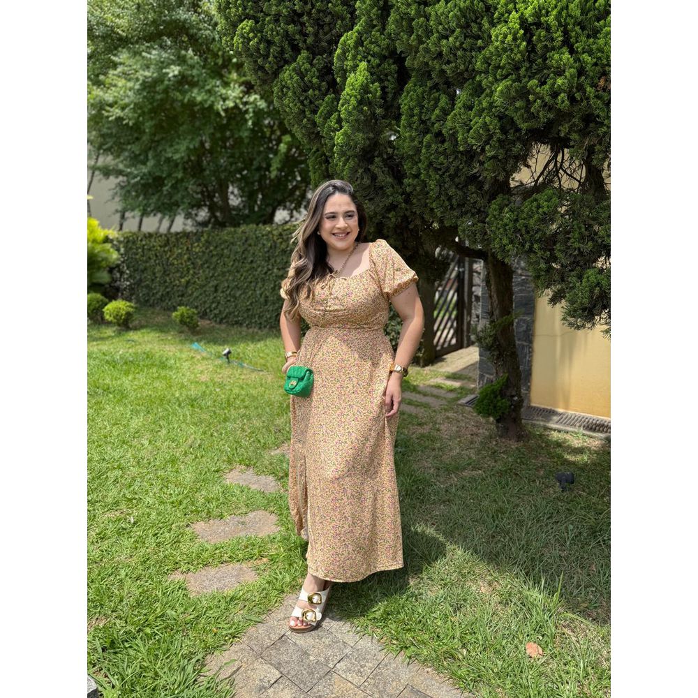 Vestido Eduarda Amarelo Liberty Plus - Ihuly kaufmann
