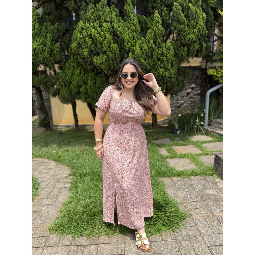 Vestido Eduarda Rosa Liberty Plus - Ihuly kaufmann