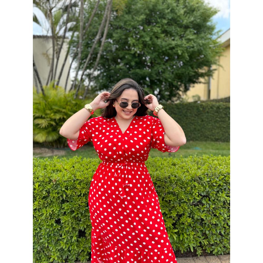 Vestido Monica Vermelho Poá - Ihuly kaufmann