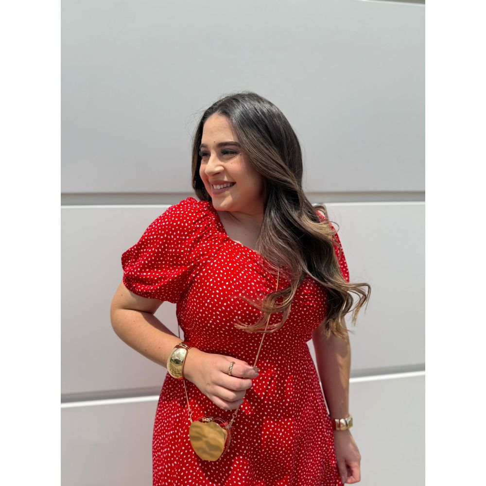 Vestido Nataly Vermelho Poá - Ihuly kaufmann