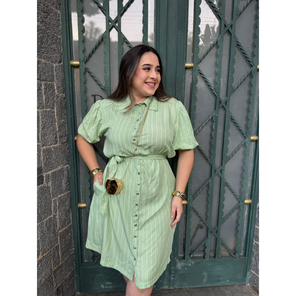 Chemise Manuela Verde listrado - Ihuly kaufmann