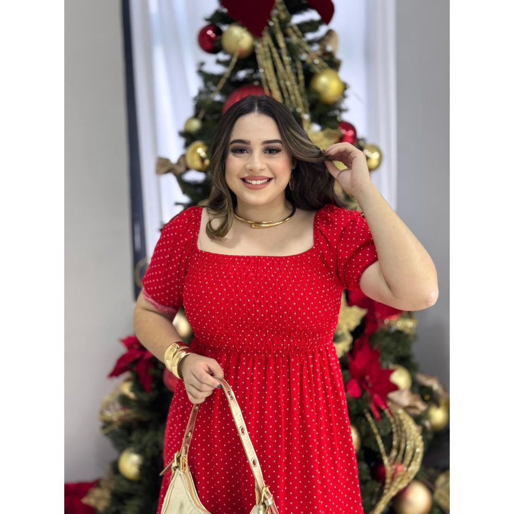 Vestido Catia Vermelho Poá - Ihuly kaufmann
