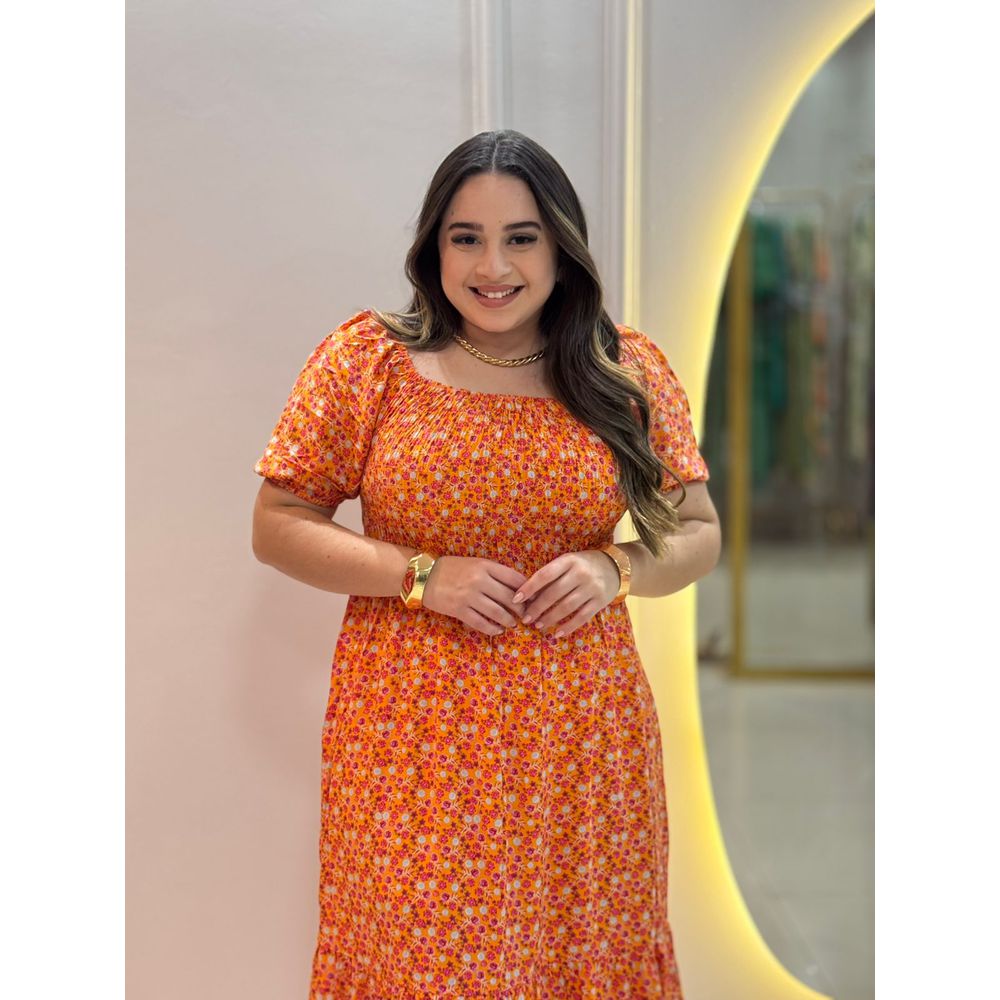 Vestido Alicia Laranja Liberty - Ihuly kaufmann